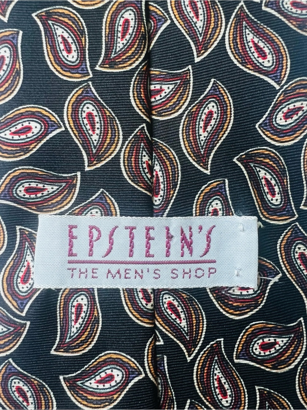 Vintage Epstein’s The Men’s Shop Necktie Paisley Wide Tie Hand Made USA 60”